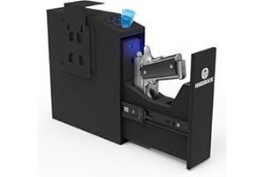 HARDROCK Gun Safe for Pistols, Biometric Wall Mounted Handgun Safe Box for Desk, Bedside,Truck，Drop Down Quick Access Security Safe with Fingerprint Keypad Lock for Home nightstand