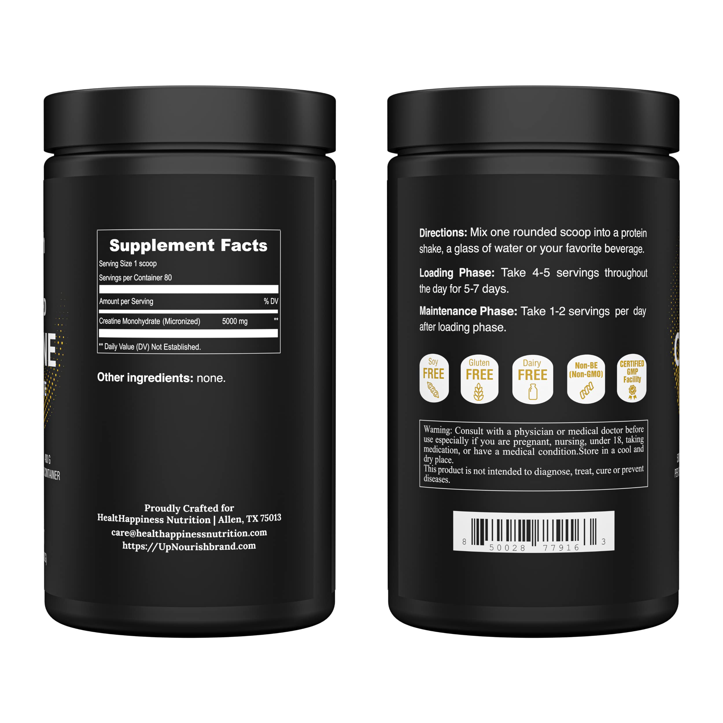 UpNourish Micronized Creatine Monohydrate Powder 400 G - Unflavored Vegan for Pre Workout, Muscle Building Pure Women and Men Instantized Supplement, 80 Servings 14.1096 Ounce
