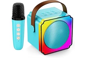 AUUGUU Karaoke Machine, Portable Bluetooth Speaker with Wireless Microphones, Birthday Family Party Gifts for Kids Girls Boys 3 4 5 6 7 8+ Year Old, Toddler Toys