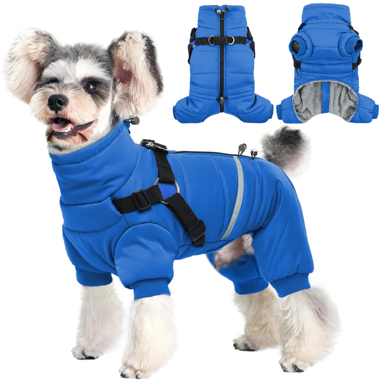 Hjyokuso Warm Dog Jacket, Waterproof With Harness, For Small Medium Large Dogs, With Legs, Winter Coat With Zipper Closure - S — image 1