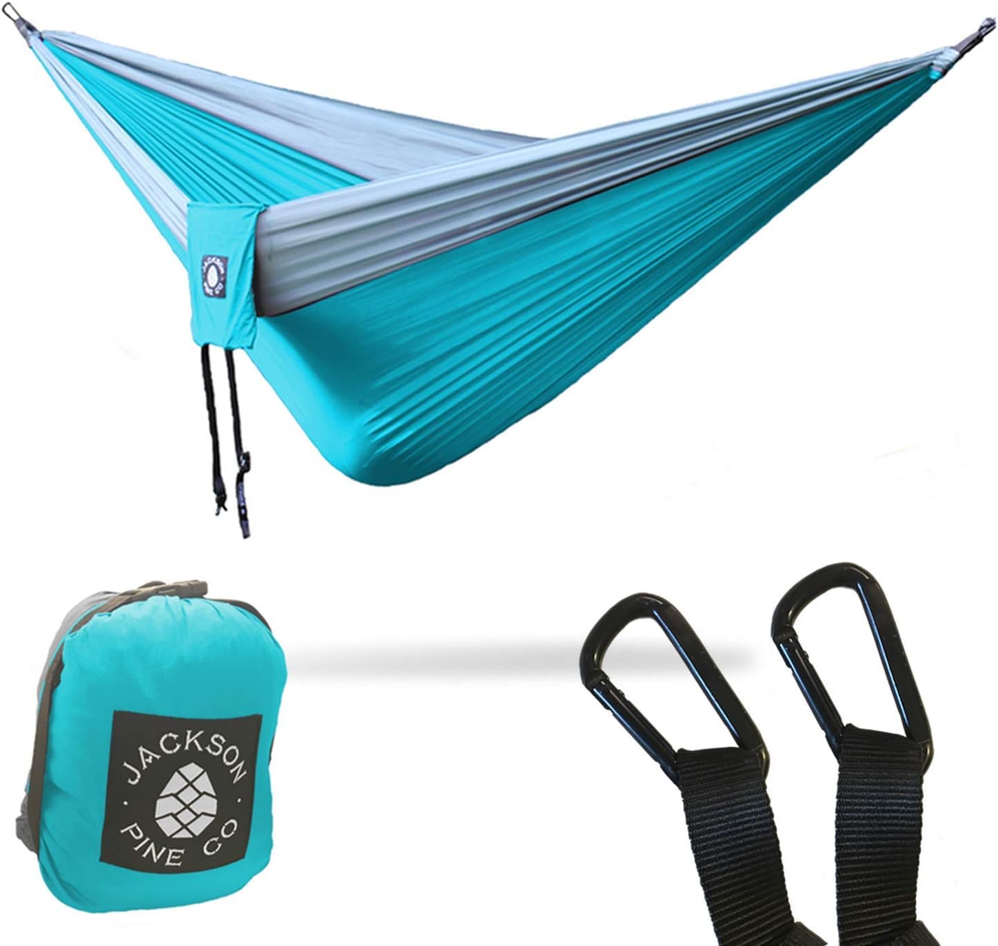 Jackson Pine Spruce Double Hammock Camping Hammock, Superior Lightweight Olympia Nylon, Premium No Snag Carabiners and Advanced Sequoia Suspension
