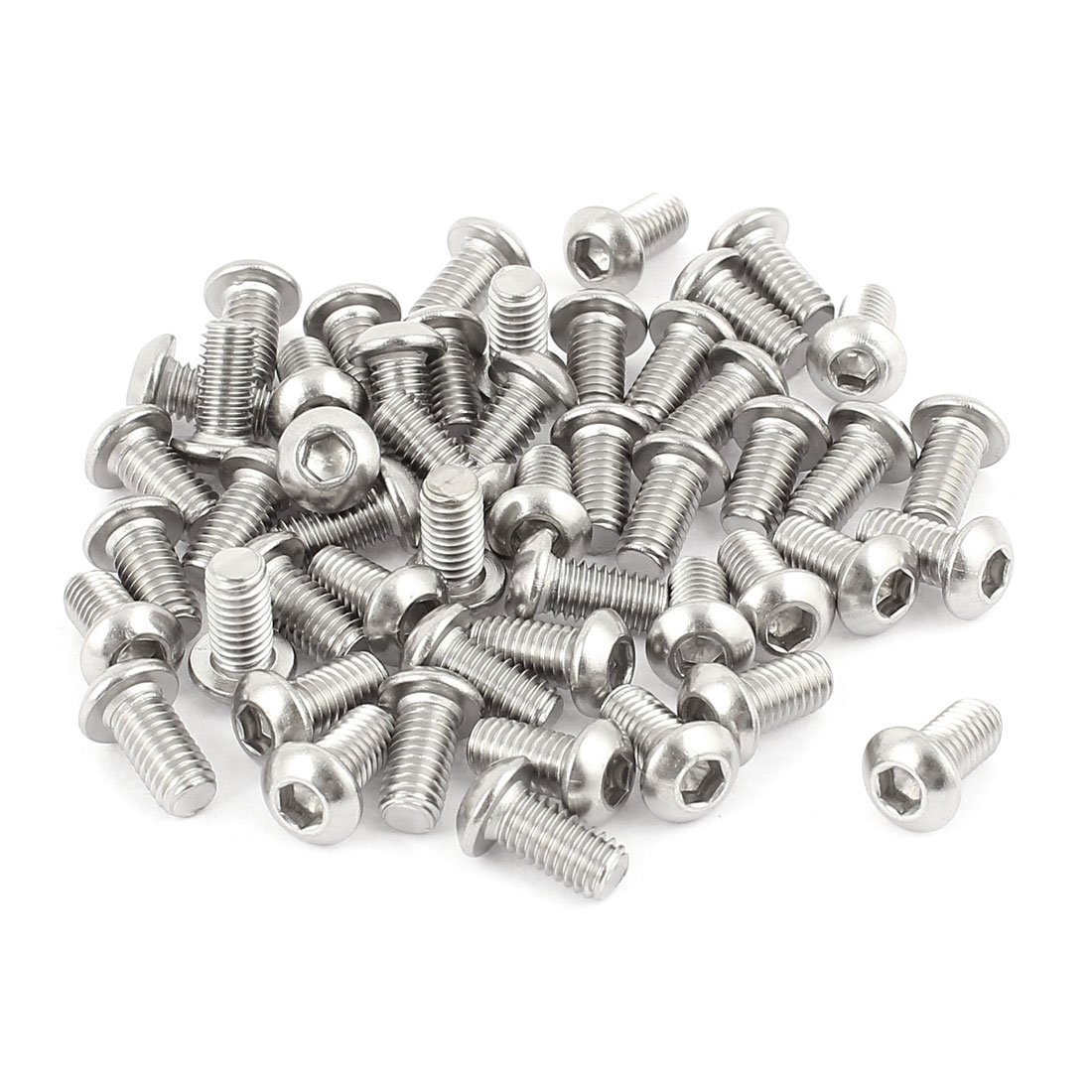 Sourcingmap M6x12mm Stainless Steel Hex Socket Button Head Screws 50 Pcs — image 1