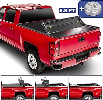 Amazon Com Mostplus Quad Fold Tonneau Soft Cover Truck Bed Compatible For 07 13 Chevy Silverado 1500 Gmc Sierra 1500 Four Fold 5 8 Ft On Top Automotive