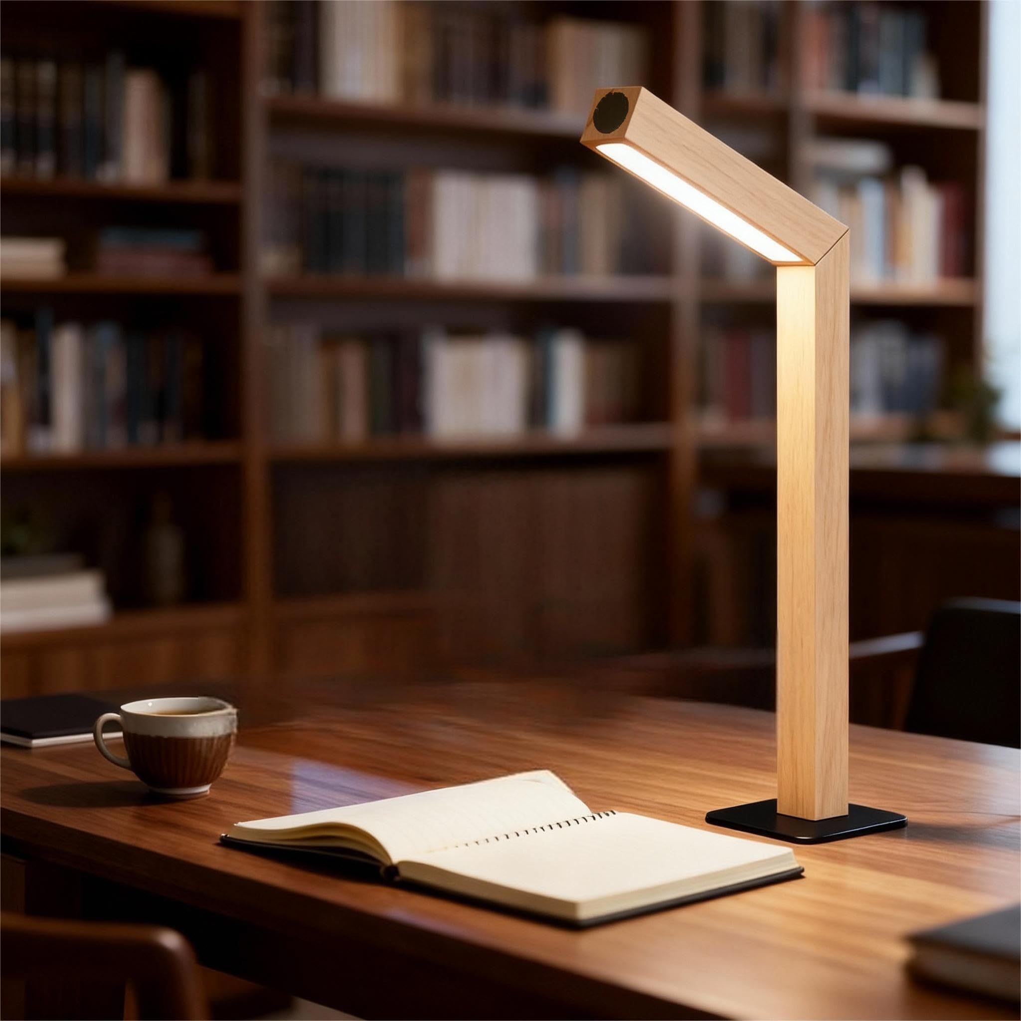Touch Control Desk Lamp，Portable Multifunctional Emergency Light，Stepless Dimming Table Lamp Reading Lamp for Table Bedroom Bedside Office Study(Beech)