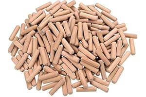 WUERKIYA 500 x Round Wooden Dowel pins 8 x 40mm, Wood Fluted and Beveled Furniture Fitting rods Tool for DIY Carpentry and ho