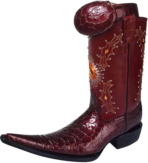 botas vaqueras para hombre color vino