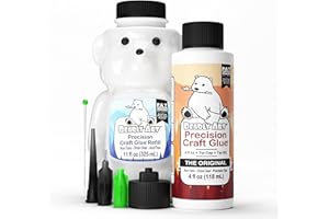 Bearly Art Colle de précision pour loisirs créatifs - Recharge ours de 118,3 ml et 325,3 ml - Kit de pointe inclus - Infroiss