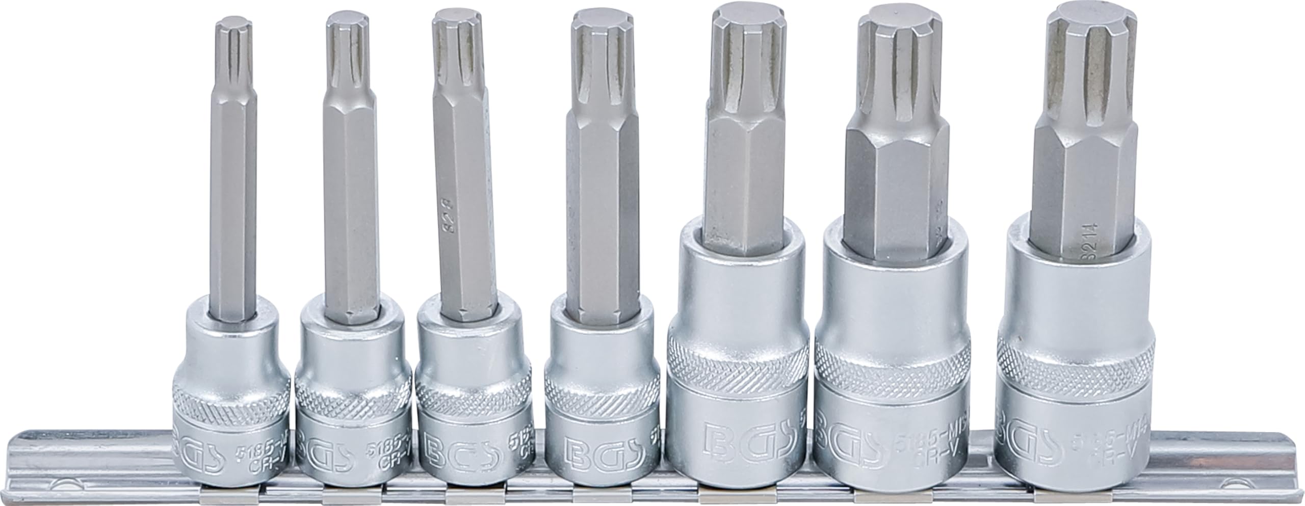 BGS 5185 | Bit Socket Set | 10 mm (3/8") / 12,5 mm (1/2") Drive | Spline (for RIBE) M6 - M14 | 7 pcs.