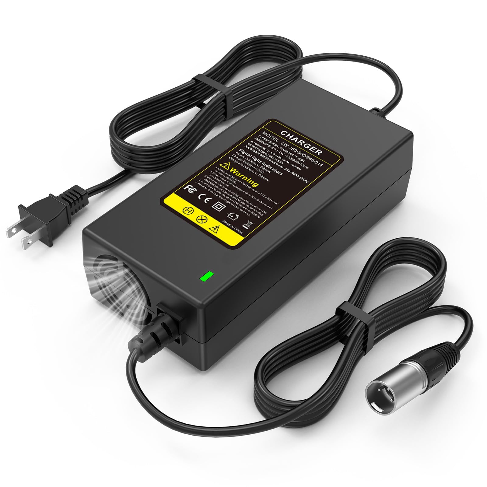 Photo 1 of 24V 5A 3-Pin Male XLR Connector Battery Charger for Lakematic, Pride Mobility, Jazzy Power Chair, Drive Medical, Golden Technologies, Shoprider, Rascal 200T/500T/301 PC 24BC5000TF-1