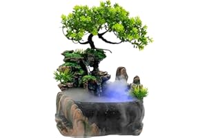 Desktop Fountain Waterfall Humidifier Atomizing, with Color LED Light & ON/Off Switch, Indoor Relaxation for Office Desk Deco