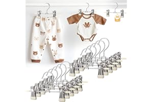 Mity rain 30-Pack Baby Hangers - 360° Rotatable Silicone Clip Kid Hangers, Space-Saving Toddler Hanger,Premium Stainless Steel, Ideal for Newborn & Children Wardrobe Organization.