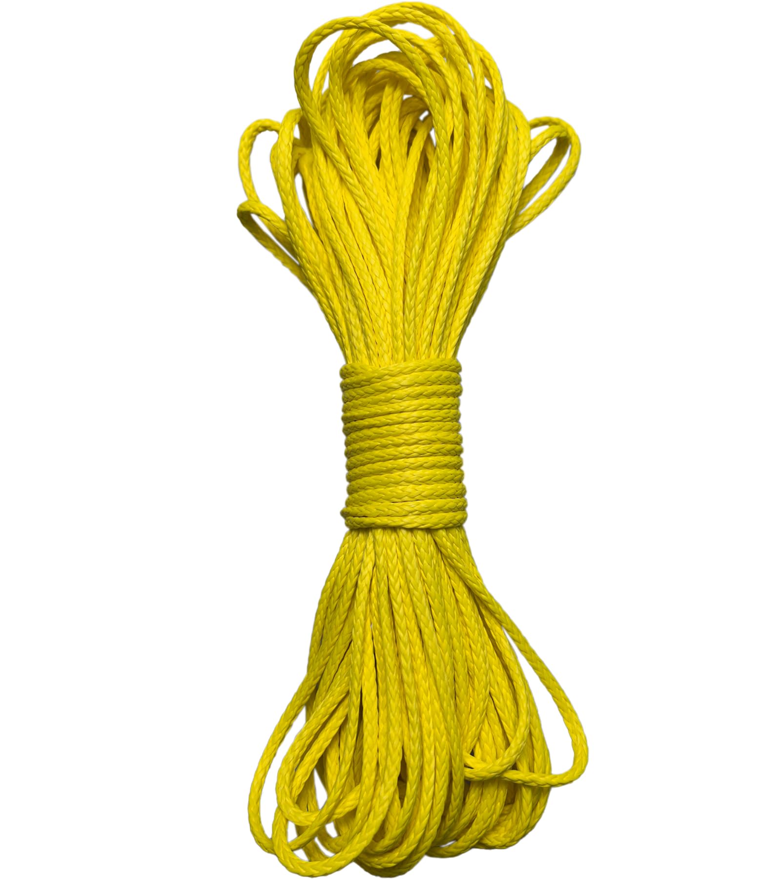 Photo 1 of 12 Strand Braided Dyneema Rope -3mm 700kg Fracture Strain - Suitable for Tents, Kiteboarding, and Other 65 feet (Yellow)