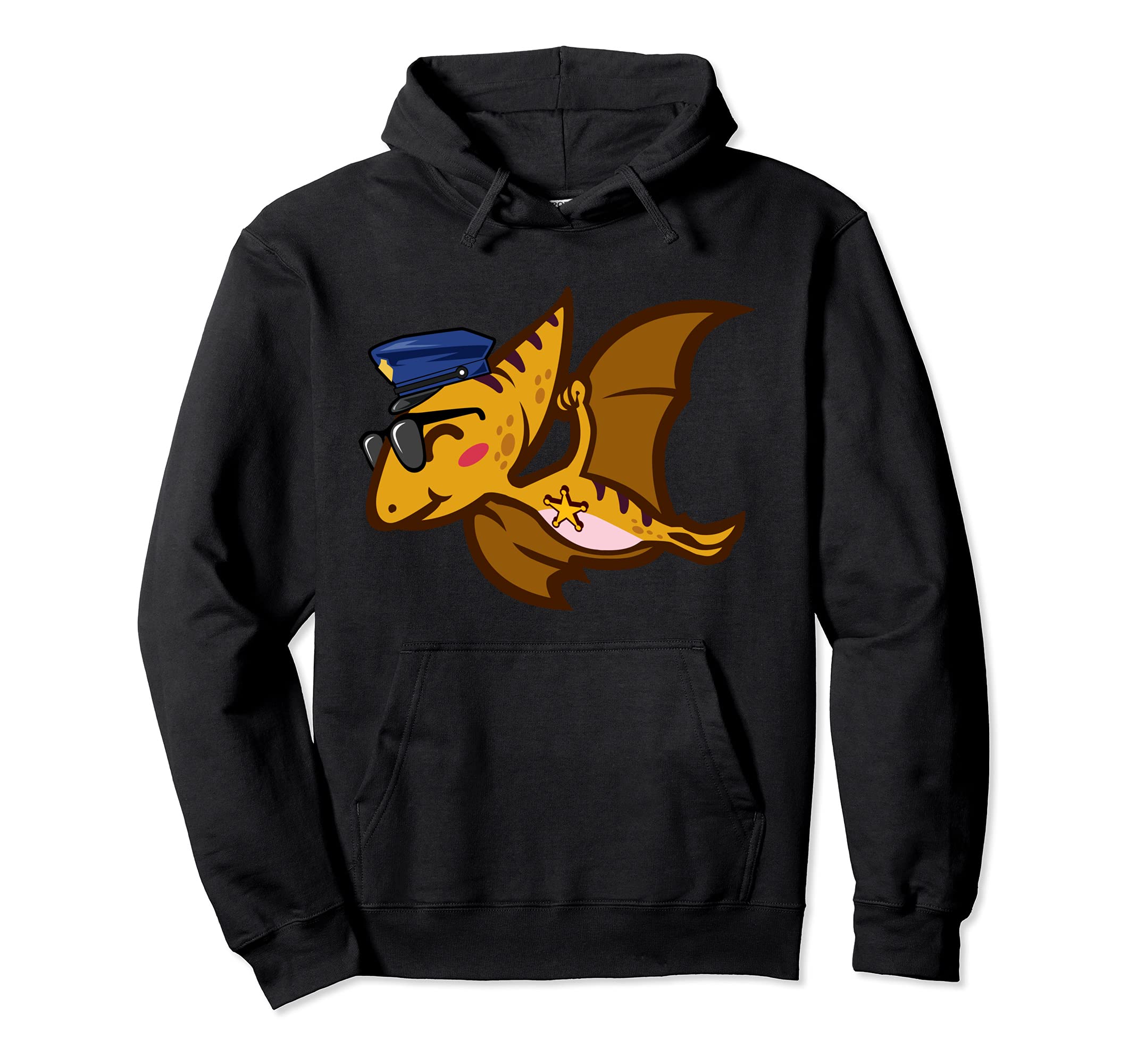 Police Officer Cop Law Enforcement Pterosaur Dinosaur Pullover Hoodie