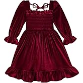 YOUNGER TREE Toddler Girls Fall Dress Winter Clothes Long Sleeve Velvet Dresses Princess Party Outfits
