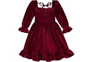 YOUNGER TREE Toddler Girls Fall Dress Winter Clothes Long Sleeve Velvet Dresses Princess Party Outfits