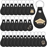 Taiyin 30 Pcs Leather Key Fob Kit for DIY Craft PU Blanks with Rivets and Key Ring for Laser Engraving Keychain(Black Color)