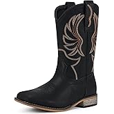 Rollda Kids Cowboy Boots for Boys Girls Western Square Toe Cowgirl Boots with Walking Heel (Toddler/Little Kid/Big Kid)
