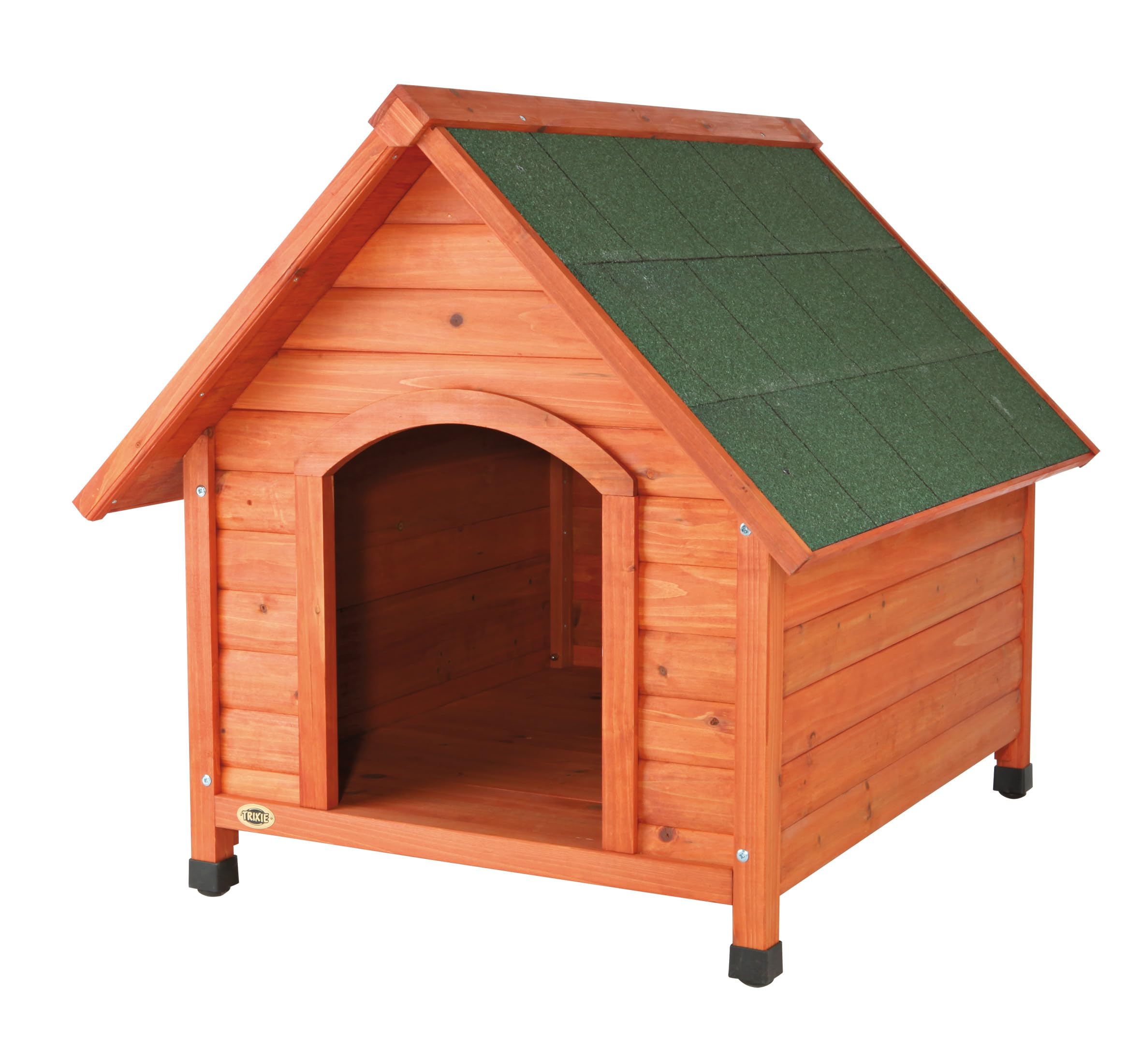 Photo 1 of TRIXIE Natura Cottage Dog House – Outside Dog House for Large Dogs with Weatherproof Sealer & Peaked Roof, Wooden Dog House with Adjustable Legs for Large Dogs – 40 x 33 x 34.5 in