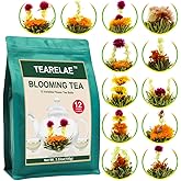 TEARELAE Blooming Tea Flowers - 12pcs Individually Sealed Flowering Tea Balls - Hand-Tied Natural Green Tea Leaves & Edible F