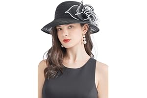 TLMNU Organza Fascinator Hat - Women's Wide Brim Church Bridal Tea Party Wedding Hat