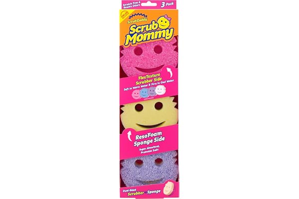Scrub Daddy Scrub Mommy Sponges - Dish Scrubber + Non-Scratch Cleaning Sponges Kitchen, Bathroom + Multi-Surface Safe - Dual-