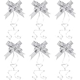 PATIKIL 2-inch Pull Bows, 40 Pack Present Wrapping String Ribbon Striped Style Decorative Tie for Wedding Party Birthday, Silver Tone