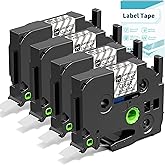 TZ Tape 12mm 0.47 Laminated Clear TZe-131 TZe131 Compatible for Brother Label Maker Tape Clear TZ-131 1/2 inch x 26.2 ft, for P Touch PTD210 PTD200 PT-D220 PTH100 PTH110, D210S H1100 Label Tapes 4PK