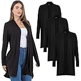 Azules 3 Pack Lightweight Cardigan for Women – Long Sleeve Open Front Longer Length & Flowy Rayon Casual for Everyday Wear