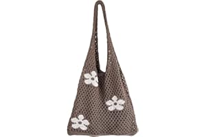 AIYUENCICI Crochet Tote, Fairy Hobo for Women - Y2k Purse, Knitted Shoulder Bag for Girls - Mesh Beach Bags