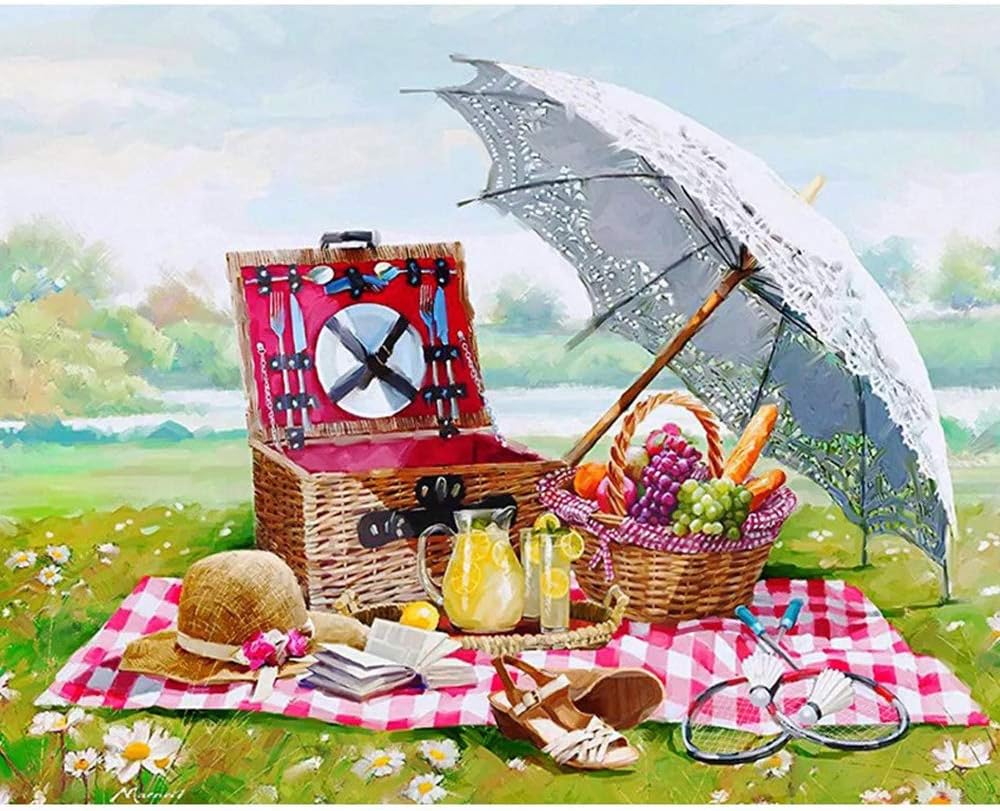 5D Full Drill Diamond Painting Kit, DIY Round Diamond Rhinestone Painting Kits Painting Cross Stitch Embroidery Pictures Arts Craft for Home Wall Decor (Seaside Party, 15.7x11.8 Inch)