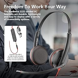 HP Poly Blackwire C3225 Stereo Headset with USB-C