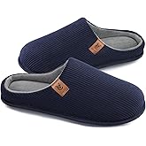 VeraCosy Men's Cozy Slip-on Slippers Corduroy Memory Foam Indoor House Shoes
