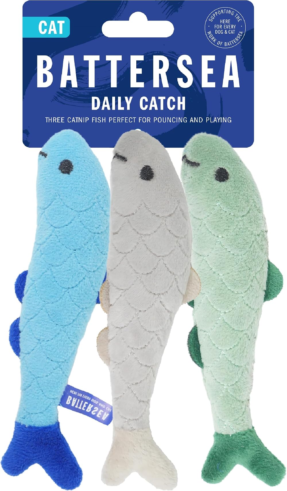 Rosewood Battersea Pack of 3 Cat Toys Plush Fish Catnip Infused