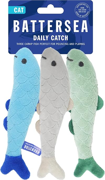 Rosewood Battersea Pack of 3 Cat Toys Plush Fish Catnip Infused