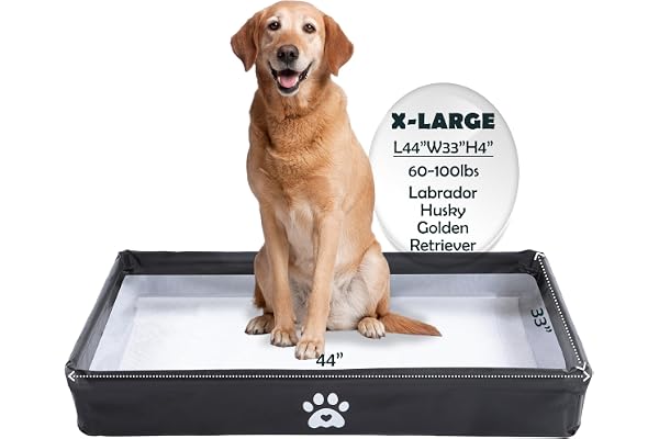 MEEXPAWS Dog Pee Pad Holder Tray Foldable, Puppy Pad Holder Liner Base High Side, Dog Litter Box Indoor X-Large 44’’x33’’, Po