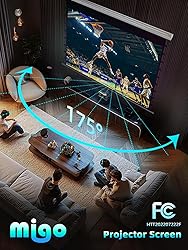 MIGO 150 Inch Pull Down Projector Screen, Grey