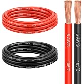 6 Gauge Wire 5 Feet, 6 AWG Pure Copper Wire, 6AWG Red and Black Oxygen Free Stranded Low Voltage Wire for Solar Panel, Automotive, Audio Auto, LED Lighting, Generator(6 AWG 5FT)