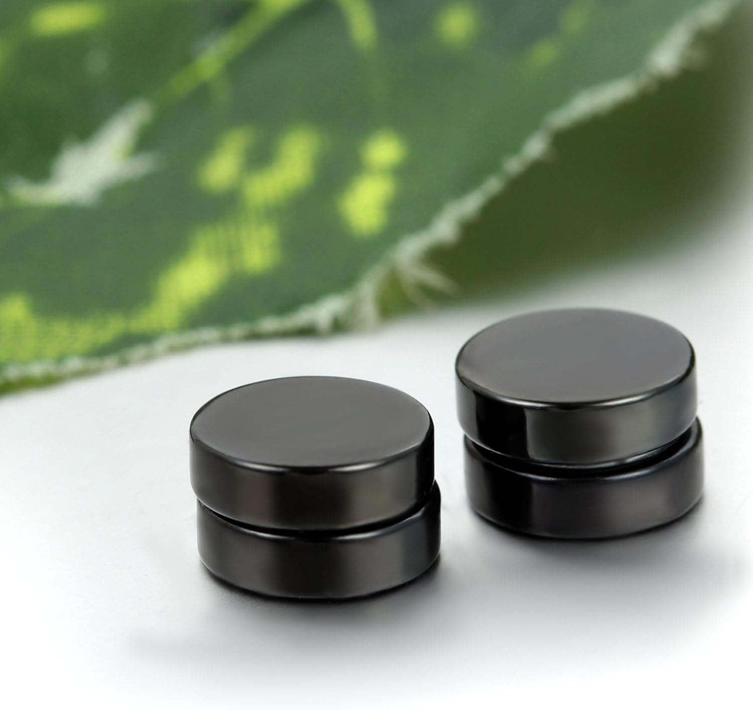 JewelryWe Men,Women's 10mm Stainless Steel Stud Earrings Black Plug Expander Non Pierce Body Jewelry Magnetic - Image 3