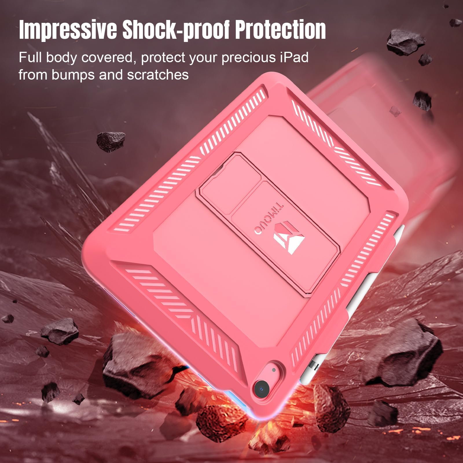 TiMOVO Case for iPad (A16) 11th Generation 11 Inch 2025, iPad 10th Generation Case 2022 with Screen Protector, Heavy Duty Shockproof Rugged Protective Cover, Watermelon Pink