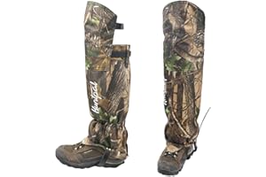 HUNTPAL Camo Tactical Leg Gaiters High Gaiters Hunting Gaiters Knee Protection Anti-Tear Oxford Fabric Full Length Zip with Velcro Cover Waterproof Breathable Windproof for Hunting Hiking Walking