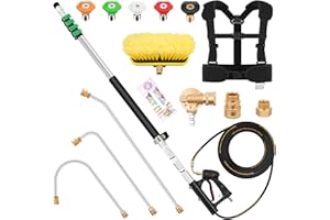 Zebby 24 FT Pressure Washer Telescoping Lance with Power Washer Extension Wand, Attachment Kit with Gutter Cleaner, 7 Spray N
