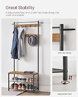 VASAGLE Coat Rack Hallway Cabinet with Bench and Shoe Rack 175 cm Walnut view 5