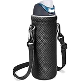 Linkidea Water Bottle Carrier with Shoulder Strap Compatible with Owala FreeSip Bottle 32oz/40oz, Neoprene Waterbottle Sling Bag Holder (Black)