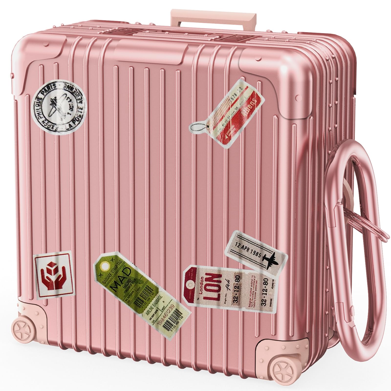 Photo 1 of Beats Fit Pro Case Cover, KOREDA Funny Suitcase Design Case for Apple Beats Fit Pro 2021, Cute Fashion Protective Hard Case for Women Men with Keychain (Rose Gold)