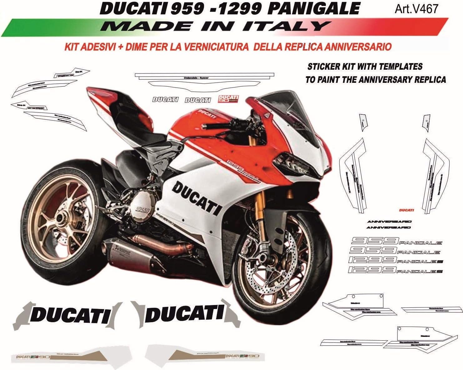 Vulturbike Stickers Kit Replica Anniversary with Dime - Ducati Panigale 1299/959/899/1199-1299