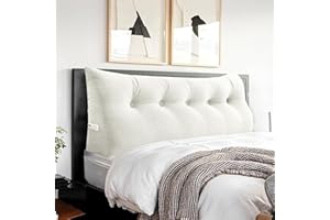 BNCKTRD Headboard Wedge Pillow Large Reading Pillow Queen Size Bed Rest Back Support Pillow for Sitting up in Bed Daybed Couch Backrest Cushion Velvet Off-White