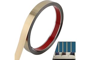 Lunghaa Peel and Stick Metal Finish Molding Trim, Stainless Steel Strip for Wall, Mirror Frame, Fireplace and Craft Decoration (Brushed Gold, 19.7 ft x 1 in)
