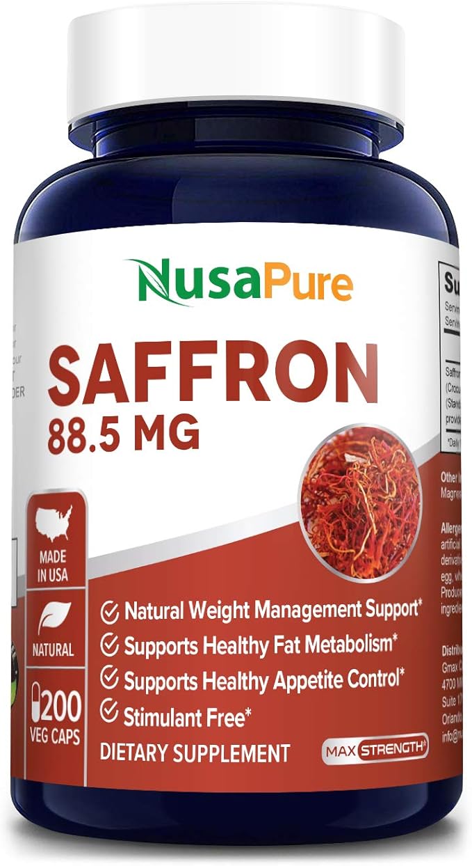 Pure Saffron Extract 88.50mg 200 Veggie Caps (Vegetarian, NonGMO