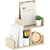 Furinno HERMITE Desk File Folder Organizers, 3-Shelf Desktop Office Organization Racks, Desk Top Display Book Shelf, for Paper, Office Supplies, Magazine, Bauhaus Oak