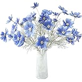 Floroom 5 Pcs Artificial Flowers Royal Blue Fake Cosmos Faux Silk Flower for Indoor Home Decor, Party Arrangements, Wedding Bouquets, Floral Table Centerpieces, and Decorations